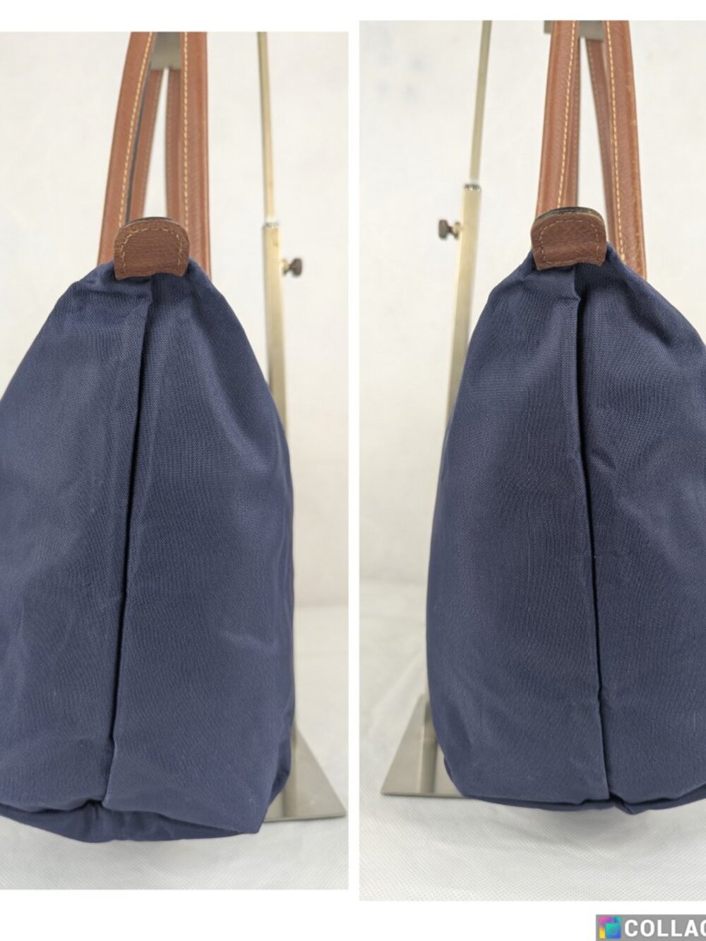 Longchamp Le Pliage Nylon Leather Shoulder Bag Blue | Used | Fast Shipping - Picture 6 of 13